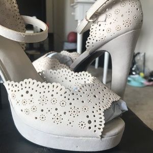 Bone Lace Platform Heels
